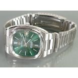 Omega Seamaster automatic gents wristwatch with green dial C1970s: With day/date and original steel