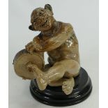 Martin Brothers musician Stoneware smiling Imp figure: Playing the tambourine,