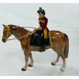 Beswick prototype model of Queen Elizabeth on brown coloured horse: Marked colour trial no 3,