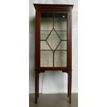 Edwardian Mahogany inlaid single drawer China cabinet: Width 56cm x height 138 and depth 29cm