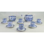 19th Century Copeland Blue & White part coffee set: 14 pieces.