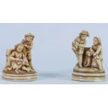 19th century small figure groups of children playing: Marked SBE to base, height 7.5cm.