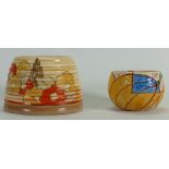 Two Clarice Cliff pots: A small Fantasque pot with melon design together with a Clarice Cliff Capri