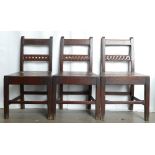 A set of three 18th century Welsh Carved Country chairs.