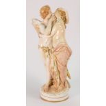 KPM Porcelain figure of women kissing angel: Circa 1900. Marked with scepter, KPM, height 28cm.