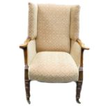 Edwardian Walnut Wing Back Arm Chair:
