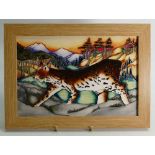 Moorcroft RSPB Lynx plaque: Limited edition 46/100