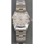 Rolex Oyster Perpetual Air-king precision gentlemans wristwatch: Stainless steel with silver dial