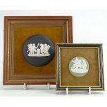 Wedgwood Black Basalt Framed Roundel Decorated with Cupids: together with Green & White similar