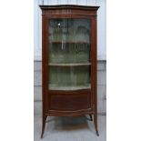 Inlaid Edwardian Bow fronted china cabinet: Width 71cm x depth 41cm x height 156cm