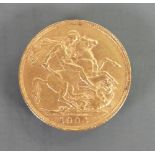 Gold full Sovereign dated 1904: