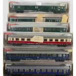 Fleischmann HO Model Train Carriages to include: Boxed 5160 x3, 5103 x 2, 5104 x 2 and 5101 x 2.