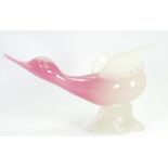 A Murano glass Alabastro pink opaque glass Duck: Length 35cm.