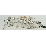 Collection of hallmarked silver spoons and sugar tongs: Gross weight 529.