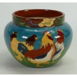 A Foley Intarsio 1920s small planter: Decorated all around with chickens, chicks,