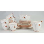 Shelley Art Deco 12524 pattern tea set: 21 pieces.