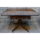 Regency Mahogany Sofa table: Cross banded inlaid with Calamander wood, drawers at each end ,