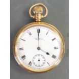Waltham 18ct gold pocket watch: With top winder, watch overall weight 100.4 grams.