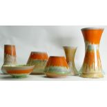 A collection of Shelley vases in the Harmony drip design to include: A volcano vase,