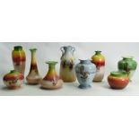 A collection of Shelley vases: To include two bulbous vases, vase,