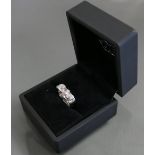 Platinum set 9 stone diamond wedding ring: Weight 11.8g, diamonds each measuring about 2.5mm.