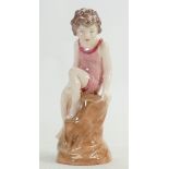 Royal Doulton prototype colourway figure of girl seated on rock: In a different colourway with not