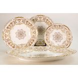 A collection of early 20th century Coalport raised gilded dinner ware: Comprising large platter,