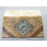 Art Deco French marble Mantle clock: h19 x w33cm.