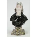 Enoch Wood pottery bust of John Wesley: Height 29cm. (Impact chip and crack to base edge).