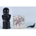 Wedgwood black Basalt model of a bird: (Both wings re-stuck),