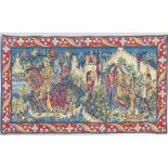 French high quality wall hanging tapestry: Depicting medieval scene.