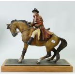 Austrian cold painted Spelter table lighter: Modelled as a Highwayman on horseback, h 24cm.