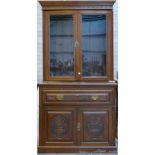 Victorian Walnut Secretaire Bookcase: With glazed doors.