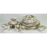 Shelley Sheraton 13290 pattern in green, tea & dinner ware x 26 pieces: Assorted oddments of coffee,