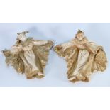 Doulton Burslem pair of Lady Jester gilded vellum wall plaques: Designed by Charles Noke,