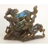 Large Opal Boulder carving of 3 horses: Genuine opal gemstone boulder caving.