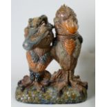 Andrew Hull Pottery Grotesque double bird group "Fatal Attraction": Limited edition of 30,