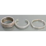 Silver bracelets and silver bangle: 136 grams.