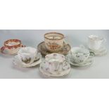 A collection of Wileman & Co Moustache Cups and saucers to include: Foley shape - plain white/gold