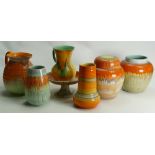 A collection of Shelley in the Harmony drip design to include: Two jugs, vase, two 18cm ginger jars,