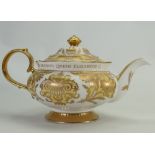 Buckingham Palace china teapot: Commemorating 2002 Golden Jubilee, height 18cm.