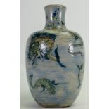 Martin Brothers Stoneware vase: Decorated with various fish, snakes and jellyfish, dated 1889,