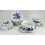 A collection of Spode floral decorated dinner ware: To include open vegetable dish, rimmed bowls,