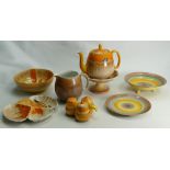 A collection of Shelley Harmony drip and banded patterned items: To include a large tulip shaped