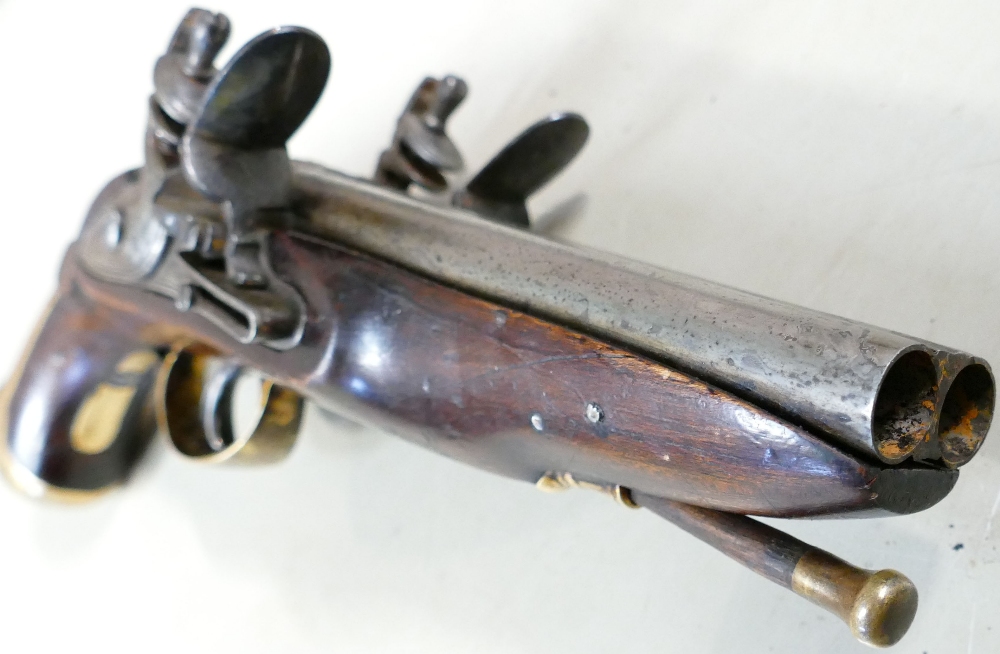 Double barrel side by side Flintlock pistol: - Image 2 of 6