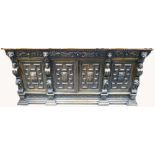 Victorian carved Oak four door Sideboard: Width 60cm,