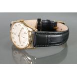 Omega 9ct gold gents wristwatch: With leather strap,