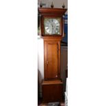 8 day Longcase clock by J Read of Knutsford circa 1790: Square dial in oak case with mahogany cross