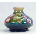 Walter Moorcroft squat vase decorated in the Clematis design: H 13cm x d15cm, c1950s.