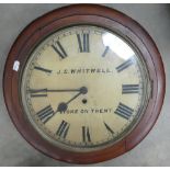 19th century Mahogany Round School Wall clock by J.S.